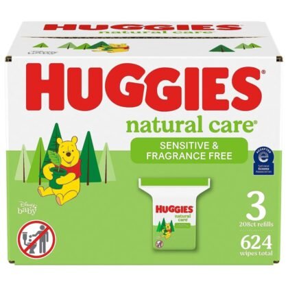 Huggies Natural Care Sensitive Baby Wipes, Hypoallergenic, 99% Purified Water, 3 Refill Packs (624 Wipes Total)