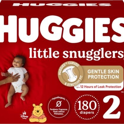 Huggies Size 2 Diapers, Little Snugglers Baby Diapers, Size 2 (12-18 lbs), 180 Ct
