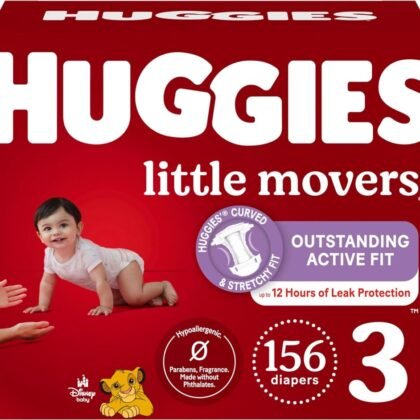 Huggies Size 3 Diapers, Little Movers Baby Diapers, Size 3 (16-28 lbs), 156 Count