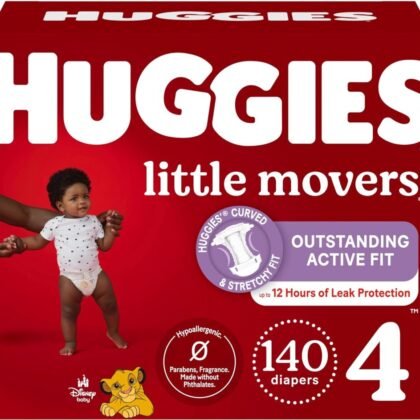 Huggies Size 4 Diapers, Little Movers Baby Diapers, Size 4 (22-37 lbs), 140 Ct