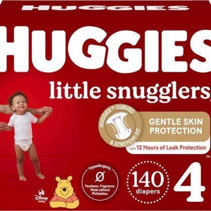 Huggies Size 4 Diapers, Little Snugglers Baby Diapers, Size 4 (22-37 lbs), 140 Ct