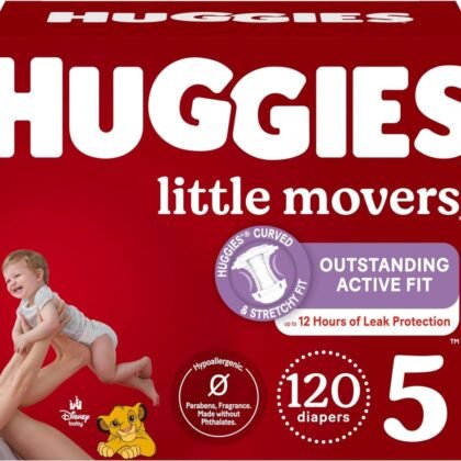 Huggies Size 5 Diapers, Little Movers Baby Diapers, Size 5 (27+ lbs), 120 Count