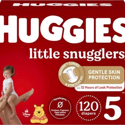 Huggies Size 5 Diapers, Little Snugglers Baby Diapers, Size 5 (27+ lbs), 120 Ct