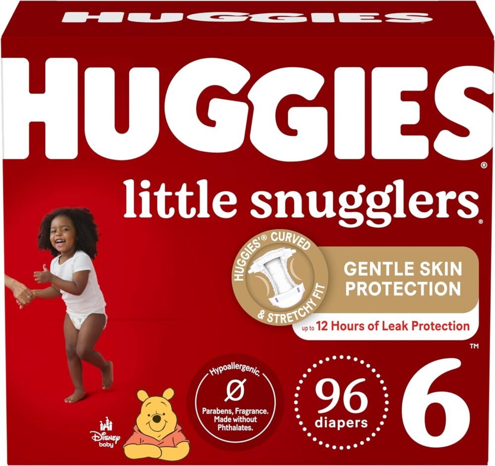 Huggies Size 6 Diapers, Little Snugglers Baby Diapers, Size 6 (35+ lbs), 96 Count