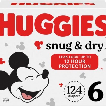 Huggies Size 6 Diapers, Snug & Dry Baby Diapers, Size 6 (35+ lbs), 124 Count