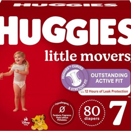 Huggies Size 7 Diapers, Little Movers Baby Diapers, Size 7 (41+ lbs), 80 Count