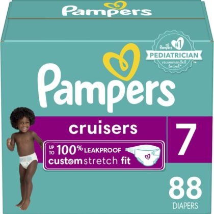 Pampers Cruisers Diapers – Size 7, One Month Supply (88 Count), Disposable Active Baby Diapers with Custom Stretch