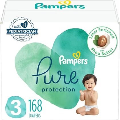 Pampers Pure Protection Diapers - Size 3, One Month Supply (168 Count), Hypoallergenic Premium Disposable Baby Diapers (Packaging May Vary)
