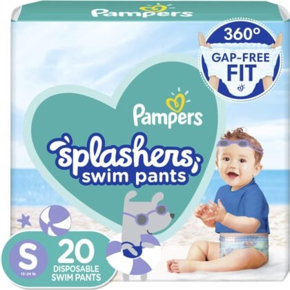 Pampers Splashers Swim Diapers – Size S, 20 Count, Gap-Free Disposable Baby Swim Pants