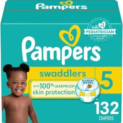 Pampers Swaddlers Diapers - Size 5, One Month Supply (132 Count), Ultra Soft Disposable Baby Diapers