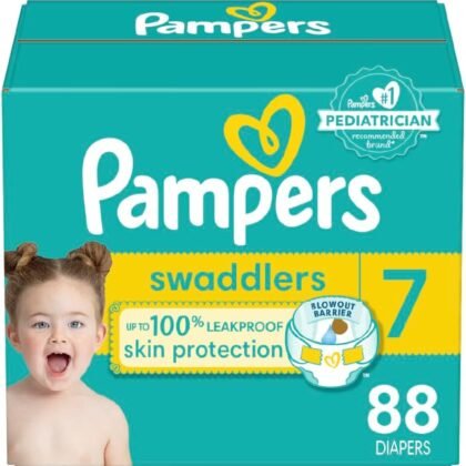 Pampers Swaddlers Diapers - Size 7, One Month Supply (88 Count), Ultra Soft Disposable Baby Diapers