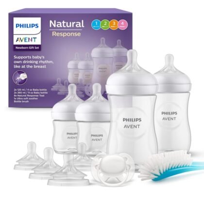 Philips Avent Baby Bottles Natural Response, Gift Set for Newborns – Babies from 0–12 months and older (Model SCD838/13)