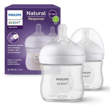 Philips Avent Natural Response Baby Bottles – 2x Baby Bottles, 125 ml, for newborns from 0 months, BPA-free (Model SCY900/02)