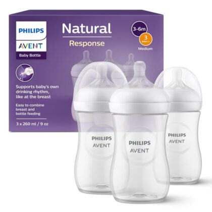Philips AVENT Natural Response Baby Bottles Gift Set for Newborns – 4 Baby Bottles, Ultra Soft Dummy and Bottle Brush, Babies from 0 – 12 Months...
