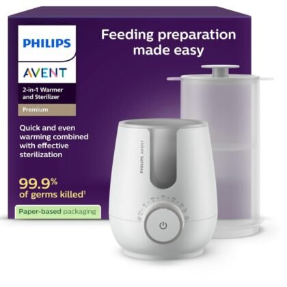 Philips AVENT Premium 2-in-1 Bottle Warmer and Steriliser – Hot Water Bath Technology with Hospital Standard, Intelligent Temperature Sensor,...