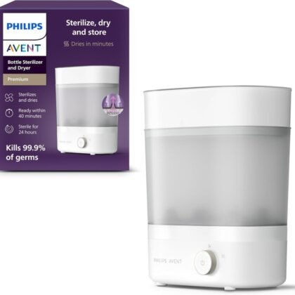 Philips Avent Premium Baby Bottle Steriliser and Dryer, Removes 99.9% of Bacteria, Chemical Free, Capacity 6 Bottles/Teats/Accessories, Model...